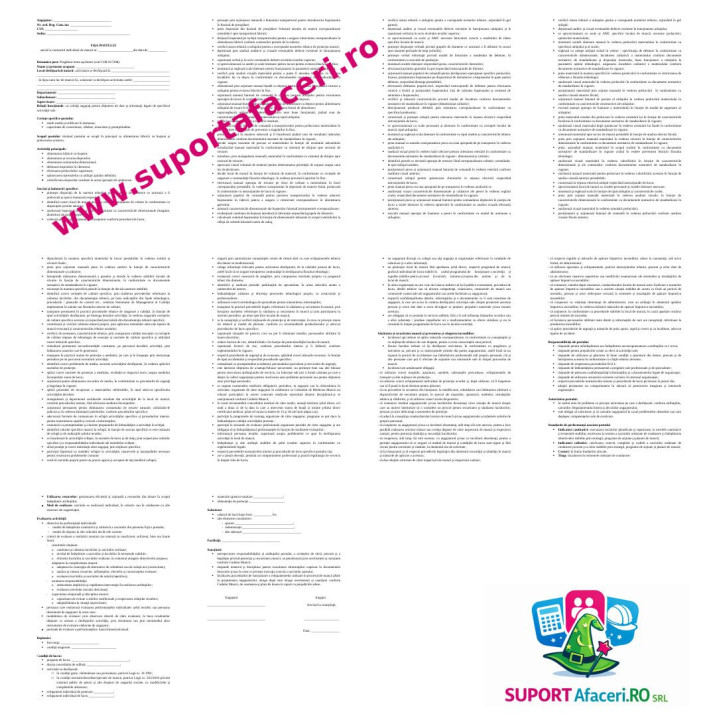 Fișa postului Pregătitor lemn așchietor – model editabil DOC